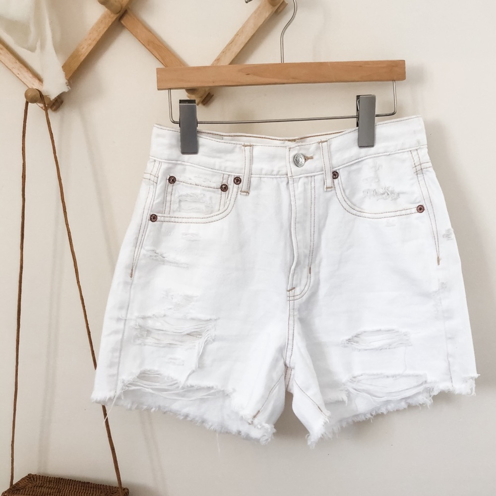 American Eagle 2 White HighRise Boyfriend Shorts